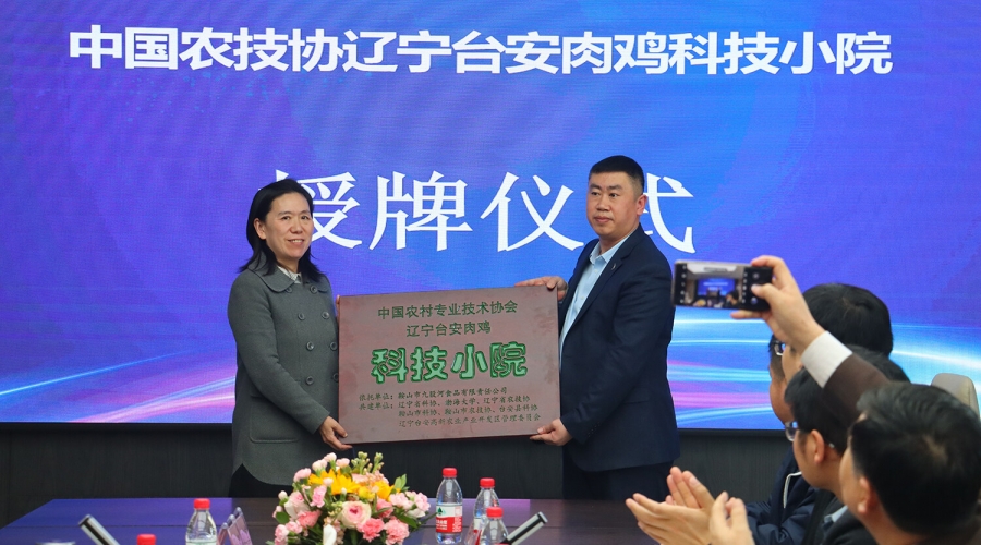 “遼寧臺安肉雞科技小院”授牌儀式在鞍山市九股河食品有限責任公司會(huì )議室舉行